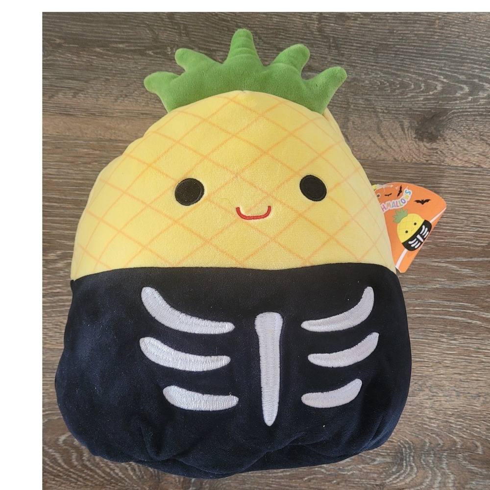 Squishmallows Maui the Pineapple Skeleton Halloween Treat Pail Plush Bucket #6